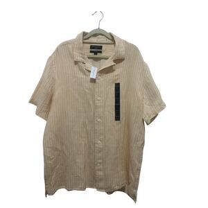 Banana Republic Men's Linen Cotton Blend  Striped Short Sleeve Shirt Large NWT